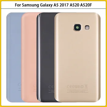 Для Samsung Galaxy A5 2017 A520 A520F SM-A520F Задняя крышка Батарейного Отсека Задняя Дверь 3D Стеклянная панель Корпус Чехол Клей + Замена Объектива