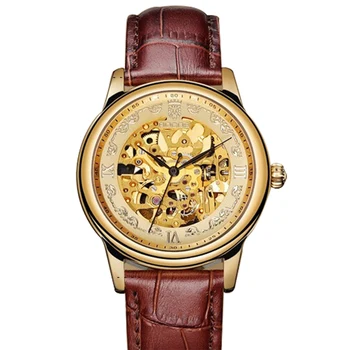 мужские наручные часы,мужские автоматические механические часы Rocos gold man роскошные водонепроницаемые наручные часы dress relogio masculino hollow out