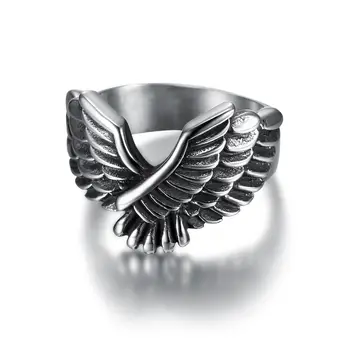 Мужское кольцо в виде крыла летающего орла из нержавеющей стали, размер 7-13