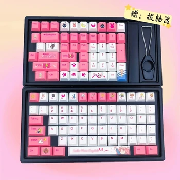 Милая аниме-клавиатура Kawaii Pink PBT Keyboard Keycaps Подарочная Сублимация, 114 клавиш, механическая клавиатура с подсветкой Chreey для девочки 0