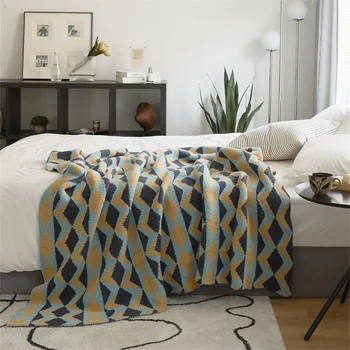 Скандинавское вязаное покрывало для домашнего декора в стиле бохо, чехол для дивана, Пушистое уютное полосатое одеяло для кровати, Мягкая простыня, утолщенная теплая шаль