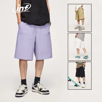 Alt Basics/ Однотонные хлопковые широкие шорты с множеством карманов, мужские шорты-карго Harajuku больших размеров, унисекс 1