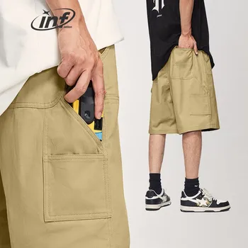 Alt Basics/ Однотонные хлопковые широкие шорты с множеством карманов, мужские шорты-карго Harajuku больших размеров, унисекс 2