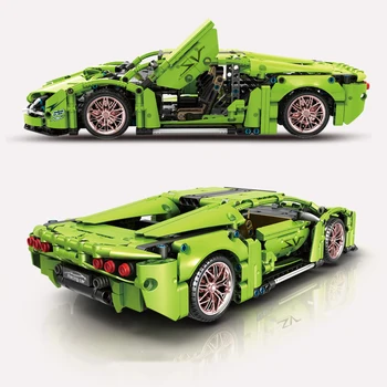 Техническая сверхбыстрая зеленая модель спортивного автомобиля Lamborghini, строительные блоки, знаменитый автомобиль, сборные блоки, детская 1
