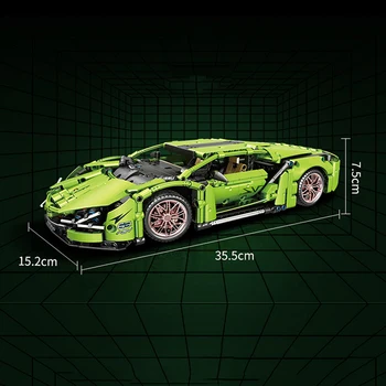 Техническая сверхбыстрая зеленая модель спортивного автомобиля Lamborghini, строительные блоки, знаменитый автомобиль, сборные блоки, детская 4