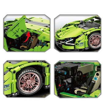 Техническая сверхбыстрая зеленая модель спортивного автомобиля Lamborghini, строительные блоки, знаменитый автомобиль, сборные блоки, детская 5