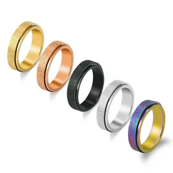 Европейско-американское модное поворотное кольцо из матовой титановой стали для женщин, Индивидуальное Регулируемое вращающееся мужское кольцо