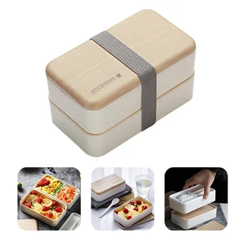 Ланч-бокс Bento Box для школьников, офисных работников, пикника, Двухслойная Японская микроволновая печь, Портативный пластиковый контейнер