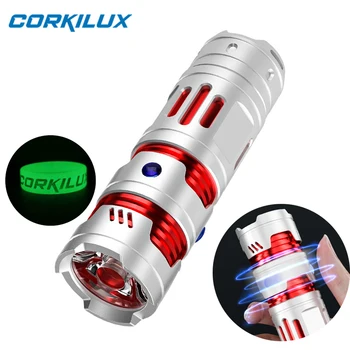 Портативный светодиодный фонарик высокой мощности с зарядкой от USB-C CORKILUX EDC Воспроизводит декомпрессионные игрушки с яркой вспышкой с помощью Fidget Spinner 0