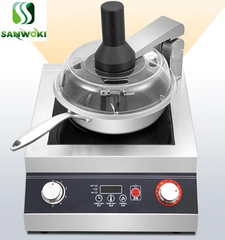 Коммерческий настольный интеллектуальный автоматический робот для приготовления пищи Кухонная машина Кастрюля для приготовления пищи Электромагнитный Вок китайская кухонная плита