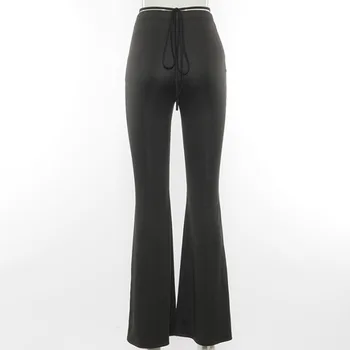 Женские сексуальные облегающие леггинсы с высокой талией, расклешенные брюки, черные расклешенные брюки на шнуровке, женские штаны для йоги, женские расклешенные повседневные брюки 0
