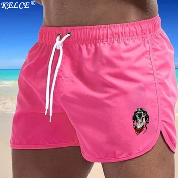 Новые мужские летние купальники с принтом собаки, пляжные шорты-бордшорты, купальники для бега, повседневные дышащие мужские короткие спортивные штаны 0