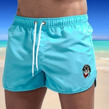 Новые мужские летние купальники с принтом собаки, пляжные шорты-бордшорты, купальники для бега, повседневные дышащие мужские короткие спортивные штаны 4