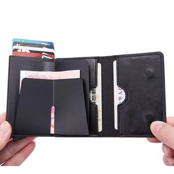 Чехол для банковских карт с защитой от Rfid ID из искусственной кожи, Магнитный металлический кошелек для мужчин, Кошелек для монет, женские мини-держатели кредитных карт RFID на молнии