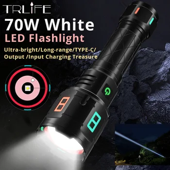 9900000LM Мощный Фонарик 4000M Long Distance Light 70W White LED XHP120 Алюминиевый Телескопический Зум USB Фонарик Для Самообороны