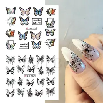 12 Дизайнерских наклеек для ногтей Цветочный Дизайн для ногтей Переводная Наклейка для воды Слайдер Для украшения ногтей в виде цветочных листьев 2
