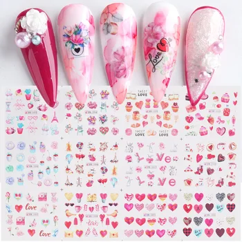 12 Дизайнерских наклеек для ногтей Цветочный Дизайн для ногтей Переводная Наклейка для воды Слайдер Для украшения ногтей в виде цветочных листьев 4