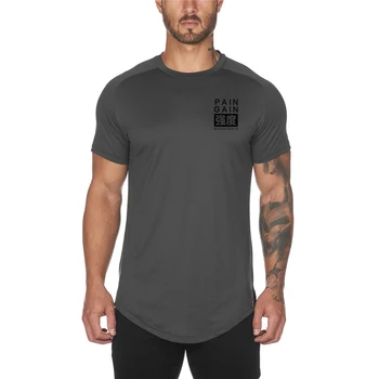 2022 Новая мужская спортивная футболка для тренажерных залов, фитнеса, бодибилдинга, для стройных мужчин, для тренировок с коротким рукавом, для мужчин, модные футболки для бега 2