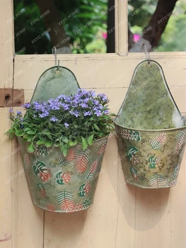 Настенный цветочный горшок Полукругом, сад на открытом воздухе, Балкон, Железная Подвесная корзина для зеленой редиски 2