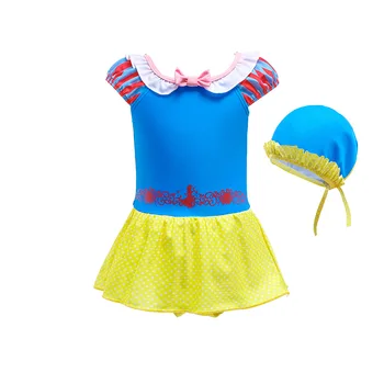 Милый купальник принцессы Алисы из двух частей для маленьких девочек от 2 до 10 лет со шляпой, новинка 2023 года, летняя пляжная одежда для девочек, купальники-бикини 2