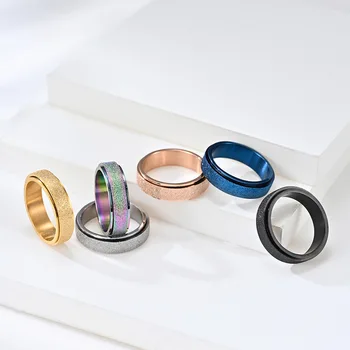 CYJ Спиннер для снятия стресса 6 мм, женское мужское кольцо для пары хип-хоп-группы, Обручальные кольца из титановой стали, ювелирные изделия в подарок на день рождения 2