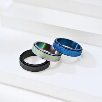 CYJ Спиннер для снятия стресса 6 мм, женское мужское кольцо для пары хип-хоп-группы, Обручальные кольца из титановой стали, ювелирные изделия в подарок на день рождения 4