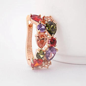 Модные серьги-кольца золотого цвета, серьги с цветочным разноцветным кристаллом Циркония для женщин, ювелирные изделия Brincos 1