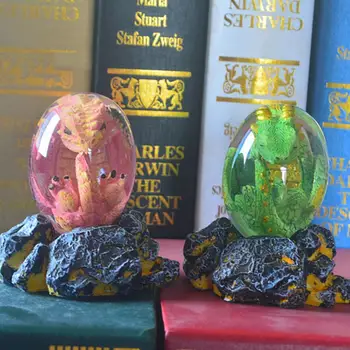 Декор из драконьего яйца Полупрозрачное Тонкое мастерство Многоцветное освещение Скульптура из смолы драконьего яйца для настольного украшения дома
