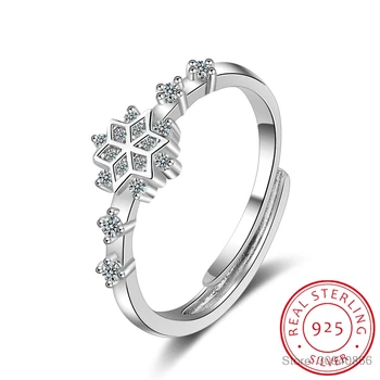 2023 Модное кольцо со снежинкой, 100% Настоящее обручальное кольцо из стерлингового серебра 925 пробы, Обручальные кольца с обещанием Любви Для женщин, Рождественские подарки