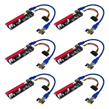 6шт Видеокарта Универсальный USB-удлинитель Адаптер от 1X до 16X Аксессуары для майнинга валюты Профессиональный Кабель питания PCIE Riser