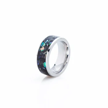 Кольцо с Радужным Огненным Опалом из нержавеющей стали, кольцо из смолы, Подкладка из углеродного волокна, Радужное Кольцо С Опалом, Изменяющее цвет, Обручальное кольцо