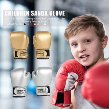 Детские боксерские тренировочные перчатки из искусственной кожи, детские Дышащие перчатки для Муай Тай, спарринга, каратэ, Кикбоксинга, Профессиональные перчатки
