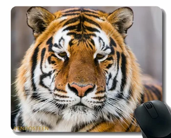 Цветной игровой коврик для мыши, коврик нестандартного дизайна, тигровая морда Хищника 122837, Коврик для мыши с прошитым краем