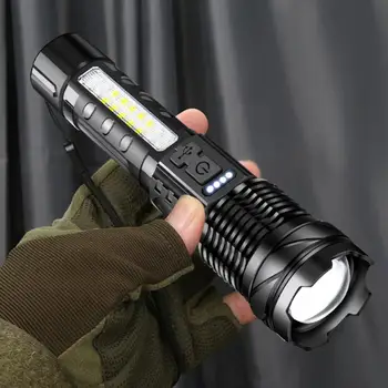 Аккумуляторный фонарик, тактические аварийные прожекторы, увеличивающая лампа, встроенный аккумулятор, перезаряжаемый фонарик Usb Type-c, мощные прожекторы.