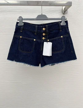 Niche 23 новые джинсовые короткие шорты с синей металлической пряжкой, универсальные шорты с высокой талией, женские утягивающие шорты Spice girl raw edge hot pants 0