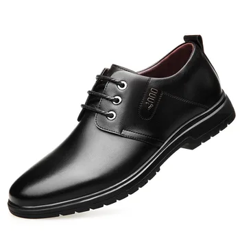 Повседневная Мужская Модельная обувь в деловом стиле, Весенне-Осенняя Мужская Обувь на шнуровке, Новая Модная Однотонная Мужская Обувь из износостойкой кожи 0