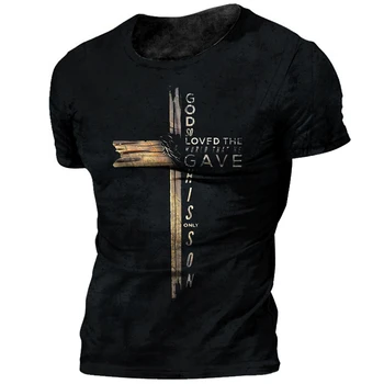 Летняя Новая Винтажная футболка с Рыцарем, Мужская футболка с 3D принтом Иисуса Христа, Мужская футболка с Крестом, Большой Топ с коротким рукавом, Футболка
