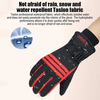 1 пара зимних утепленных хлопчатобумажных водонепроницаемых и морозостойких мотоциклетных теплых перчаток для верховой езды, лыжных перчаток 4