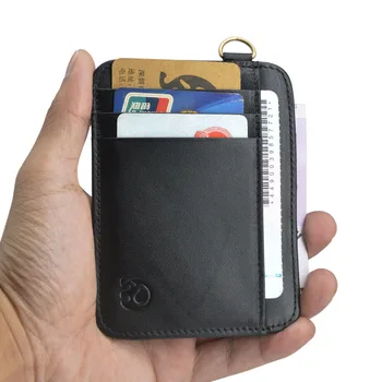Новый мужской кошелек из воловьей кожи с блокировкой RFID в стиле ретро, тонкий держатель для кредитных карт, мужской портативный мини-кошелек, Прозрачный карман для карт 1