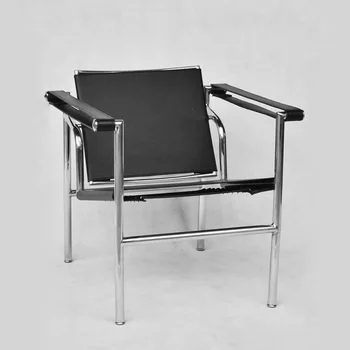 Скандинавская средневековая мебель Кресло Bascuran Повседневный Одноместный Офисный Ретро стул Bauhaus из стальной трубы и коровьей кожи Классического дизайна