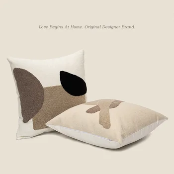 Современные легкие роскошные подушки с абстрактной геометрической вышивкой для дивана в гостиной, художественная подушка для лица